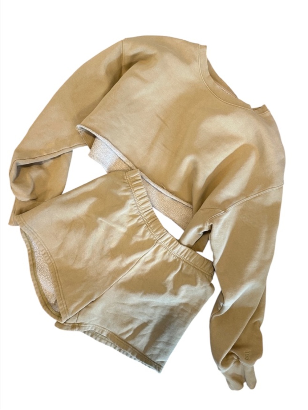 TNA Cropped Sweatshirt and Shorts Set - Wheat GoldTan